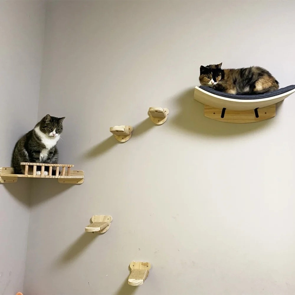 Puente colgante para gatos en madera maciza con escalera de sisal - imagen 2