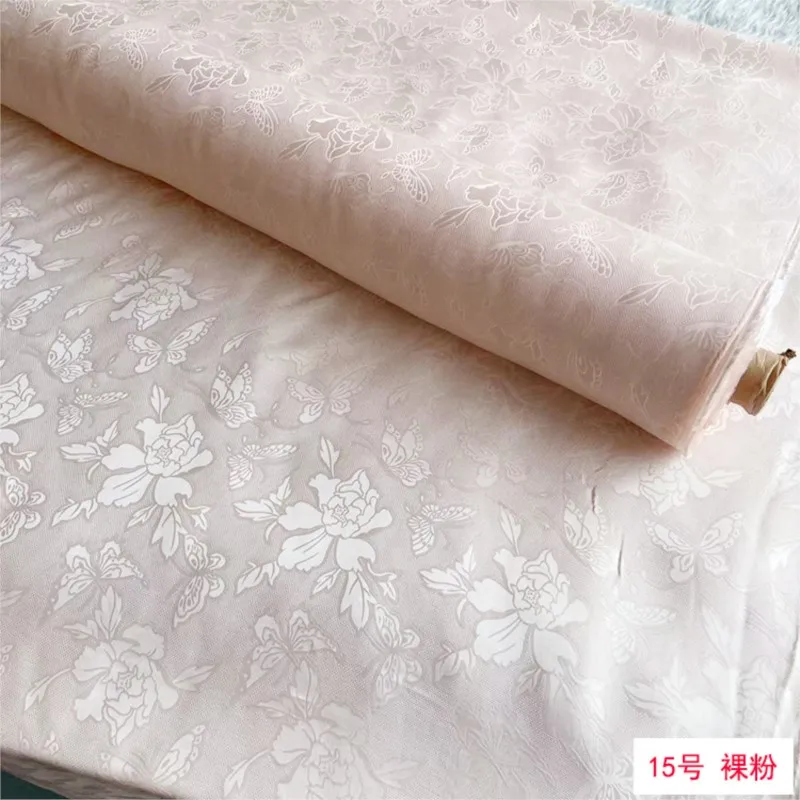 Tela de seda hueca Jacquard interweave a través del agujero cheongsam Hanfu