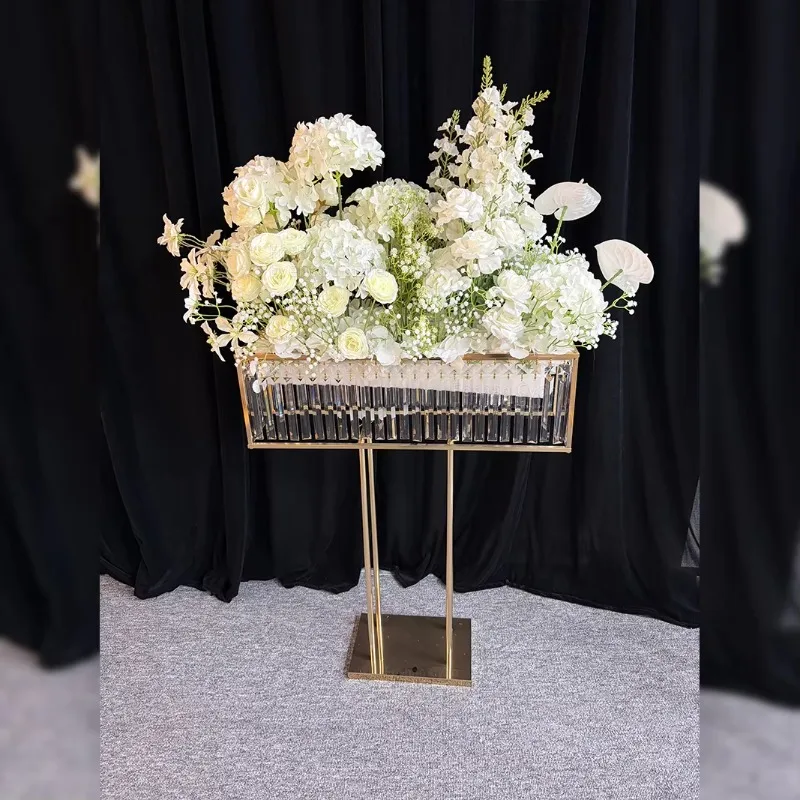 Removable wedding props rectangular dining table flower stand acrylic crystal wedding decoration ornament