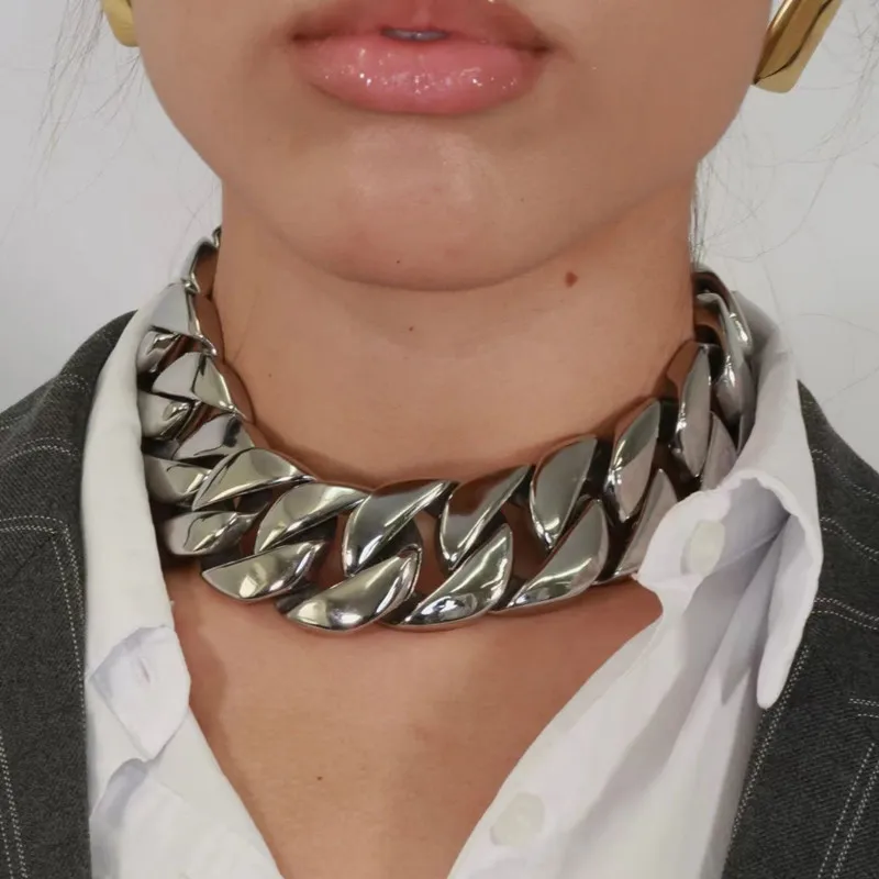 

Stainless Steel 18K Necklace Jewelry Chunky Gold Cuban Link Chain Choker Jewelry for MEN