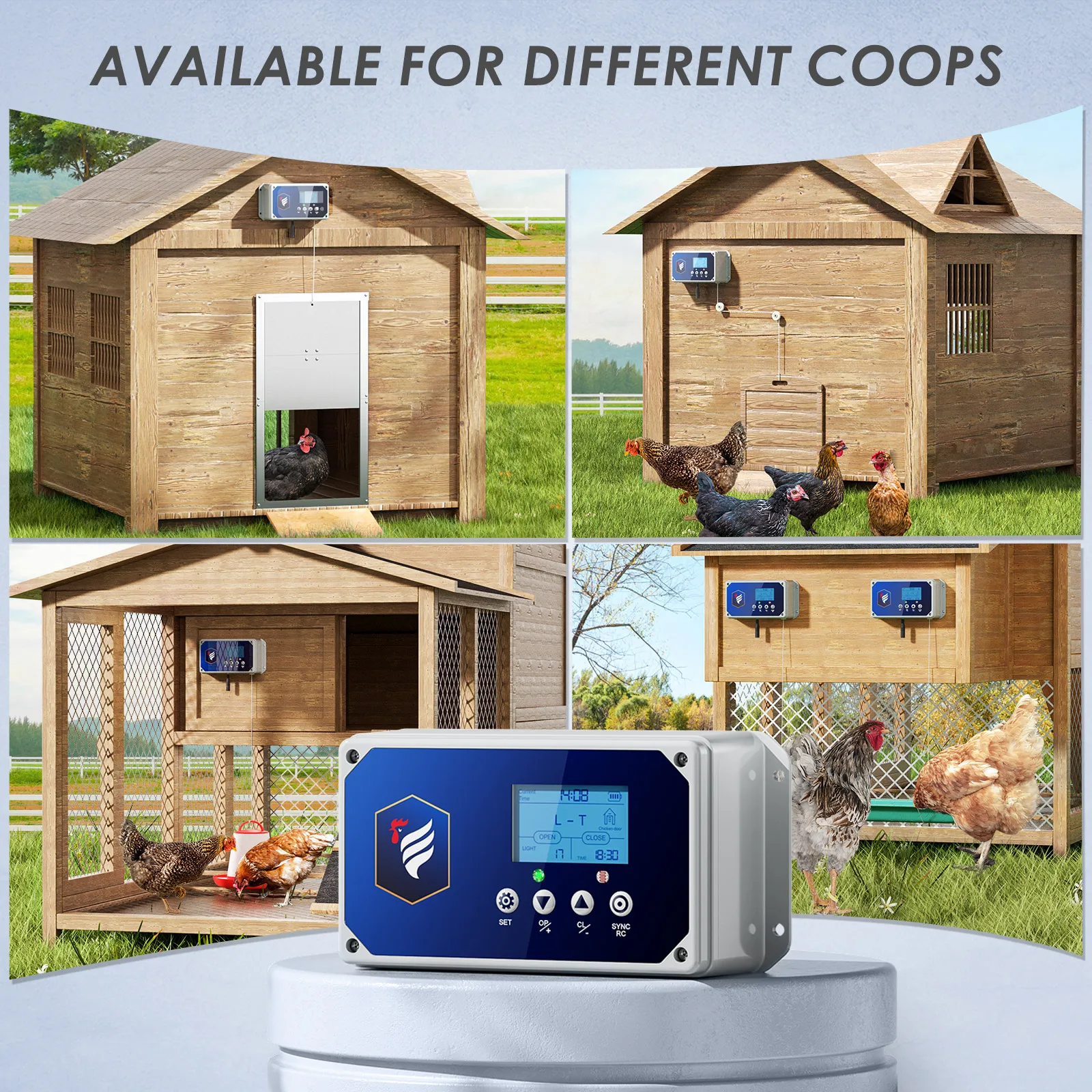 صندوق التحكم في باب الدجاج، باب الدجاج الأوتوماتيكي، باب الدجاج مع جهاز التحكم عن بعد والمؤقت والحساس للضوء، جر 4 كجم
