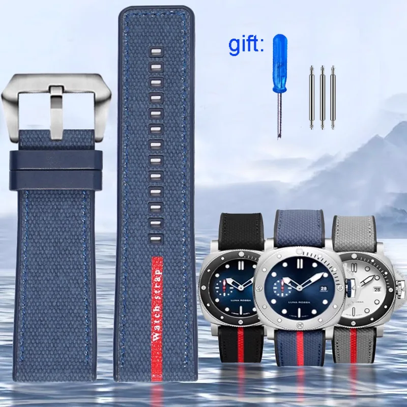 

For Panerai SUBMERSIBLE band Luna Rossa PAM1466 PAM1391 PAM1565 Bracelet Rubber Waterproof Strap 22MM 26mm Men's 24mm Watch Band