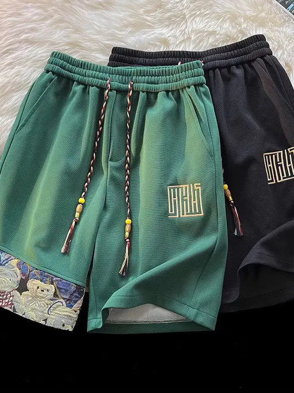 

Bear Print Shorts Men's Summer Thin Casual Five-Part Loose Sports Beach Pants Youth Polyester Fiber No Brand Registered Trade...