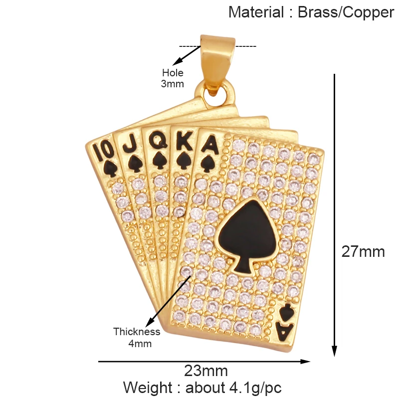 علامة القلب بطاقة بريدية بطاقات اللعب المينا حلية قلادة ، حقيقي 18K مطلية بالذهب لتقوم بها بنفسك مجوهرات اكسسوارات أساور القلائد صنع S25