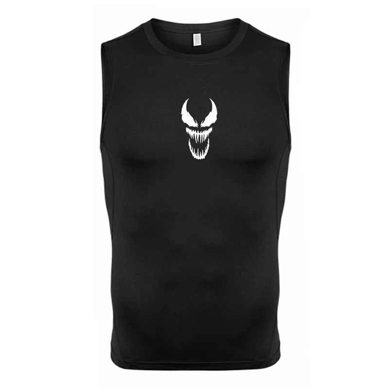 Graphic Sleeveless Compression Shirt for Men Summer Athletic Quick Dry Tank Tops Gym Workout Running Baselayers Undershirts Tees