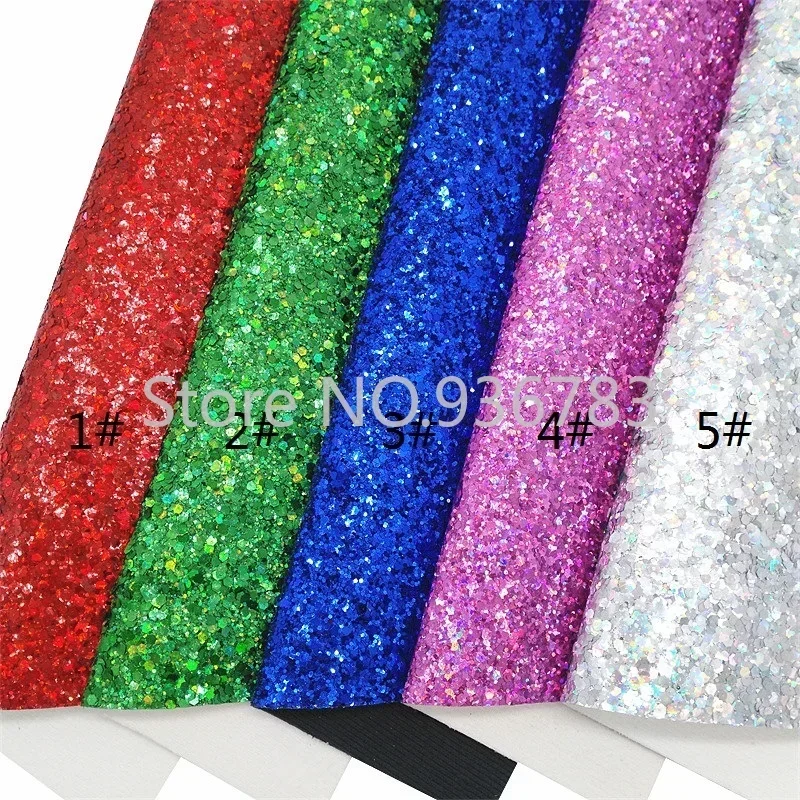 Iridescent Chunky Glitter Leather Fabric Sheets Felt Backing Glitter Fabric for DIY Bows Bags and Shoes Rolls Sheets MB602