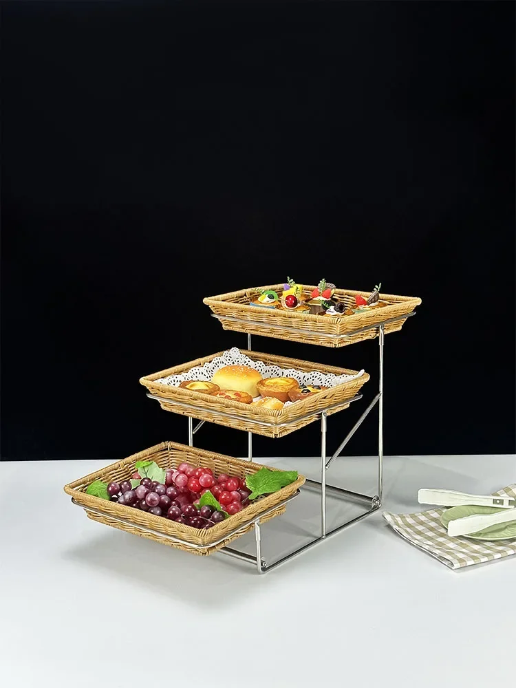 Three-story buffet display plate Hotel restaurant food display stand