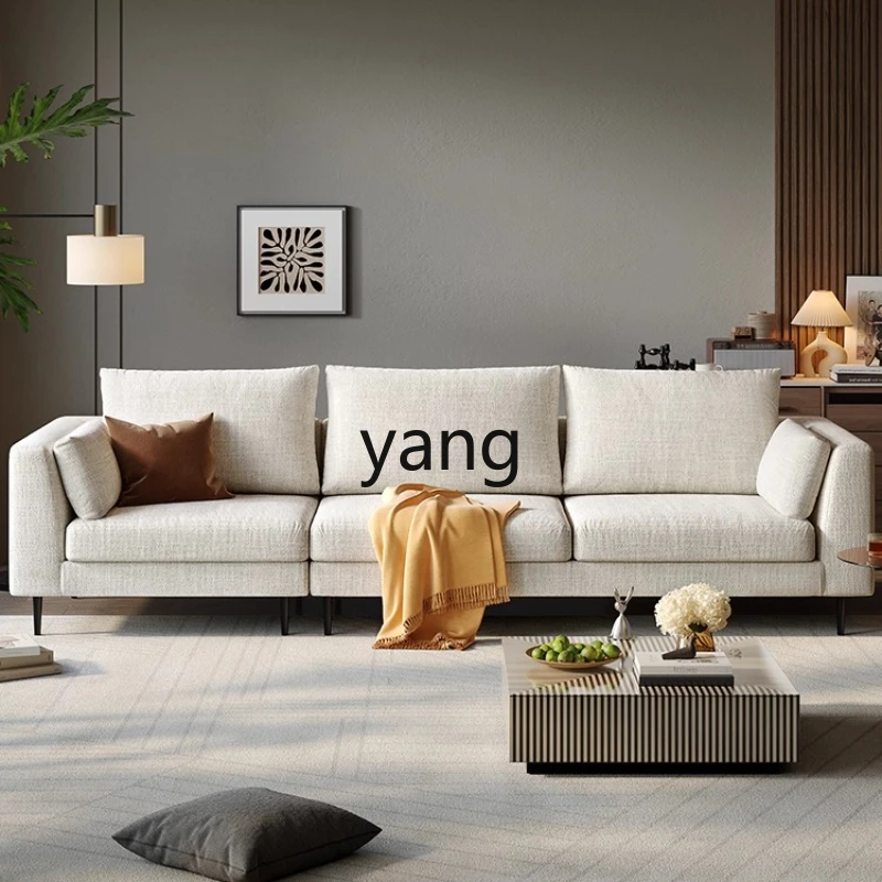 

LH cotton and linen fabric sofa living room small apartment removable and washable high legs simple straight row