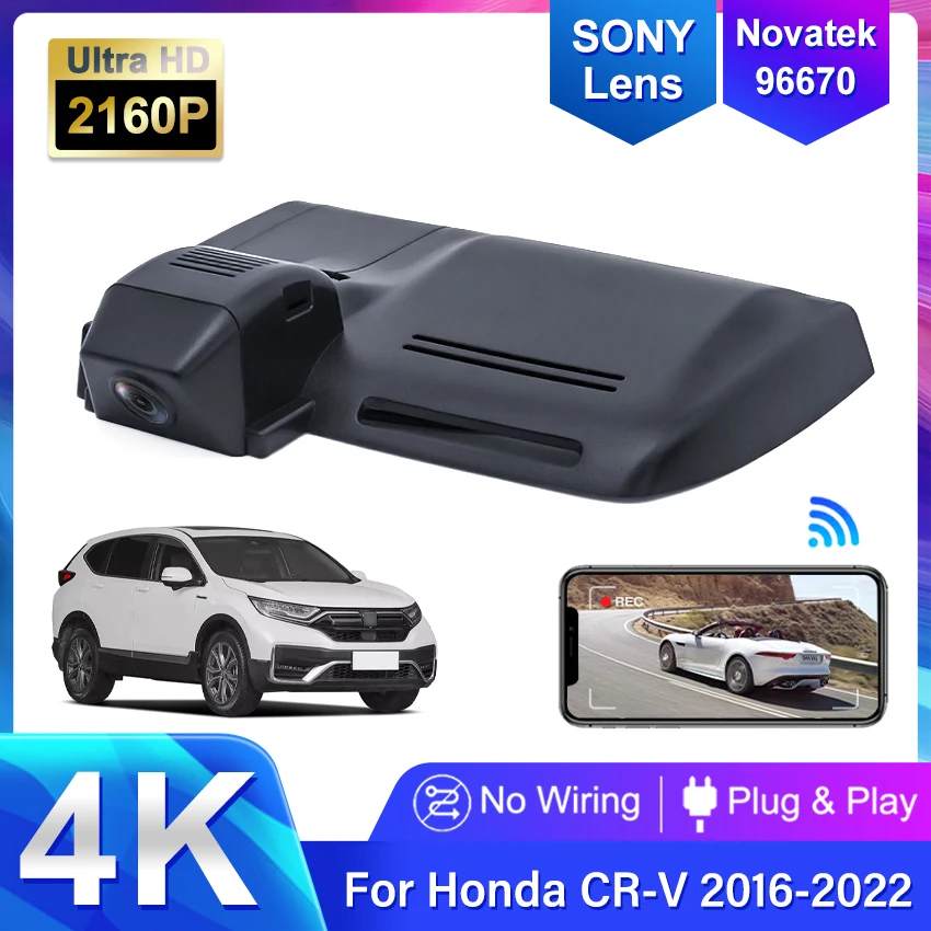 

4K 2160P Dash Cam Car DVR Camera 2 Lens Recorder Wifi Night Vision for Honda CR-V CRV 2016 2017 2018 2019 2020 2021 2022,DashCam