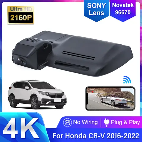 4K 2160P 대시 캠 자동차 DVR 카메라, 2 렌즈 녹음기 와이파이 나이트 비전, 혼다 CR-V CRV 2016 2017 2018 2019 2020 2021 2022, 대시 캠