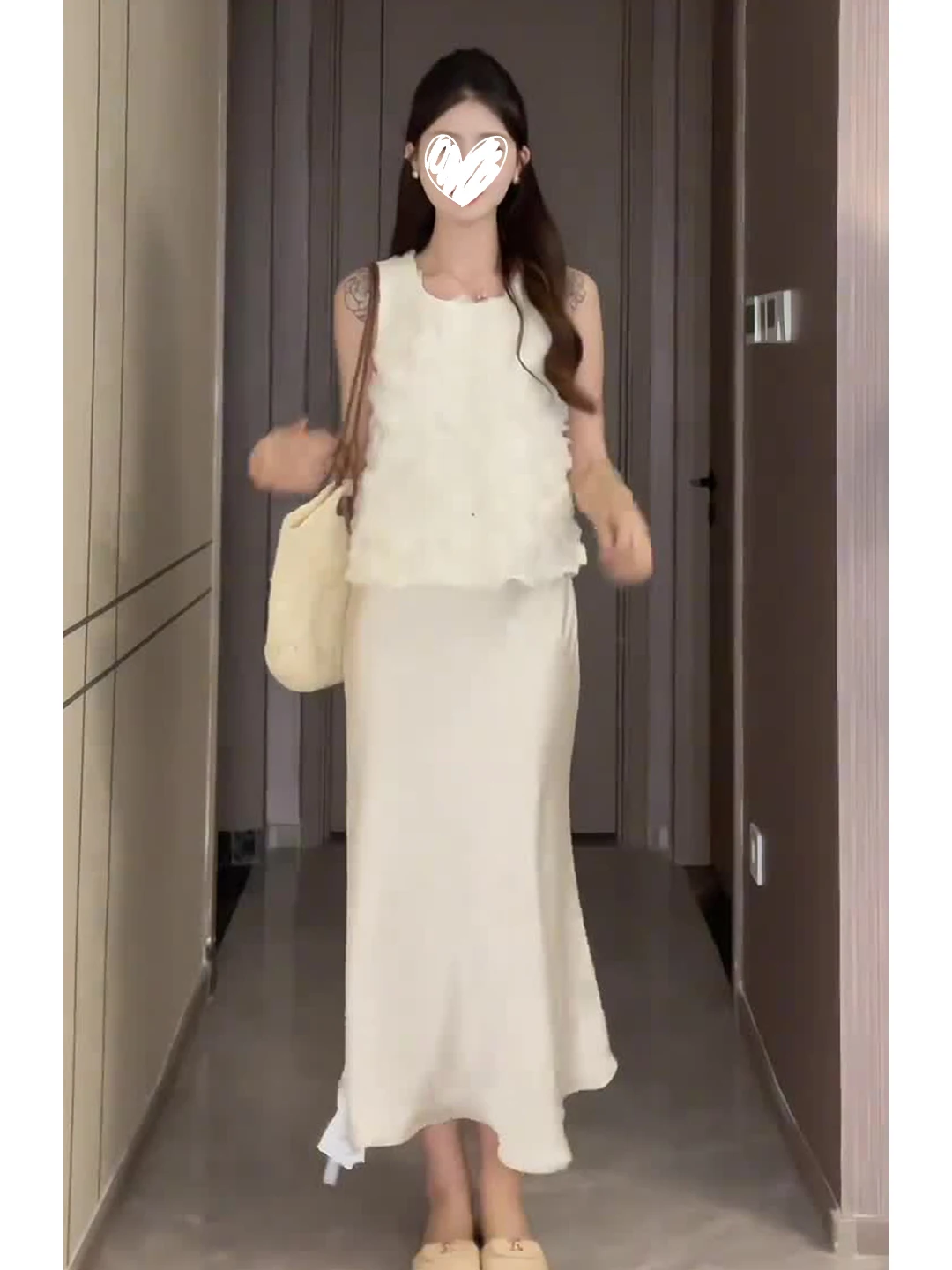 

Elegant Summer Petal Vest Casual Pants Two-Piece Set Women's Fashion High Waist round Neckline No Sleeve Mid-Thick Warmth