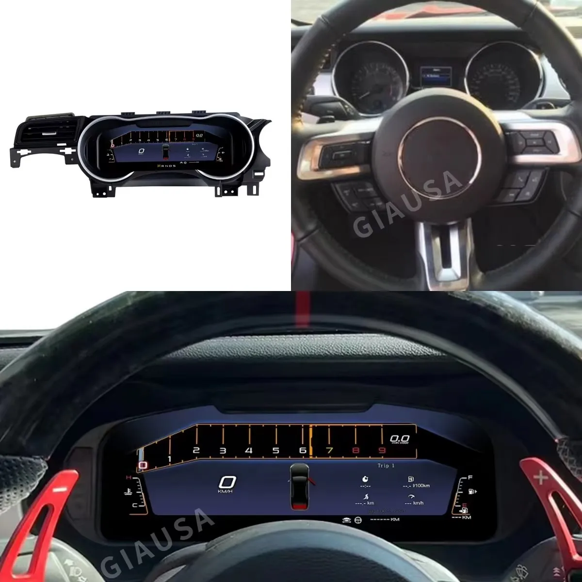

Carplay Android 13 For Ford Mustang 2015-2023 Dashboard Car Multimedia Player GPS Screen Head Unit Odometer Digital Cluster LED