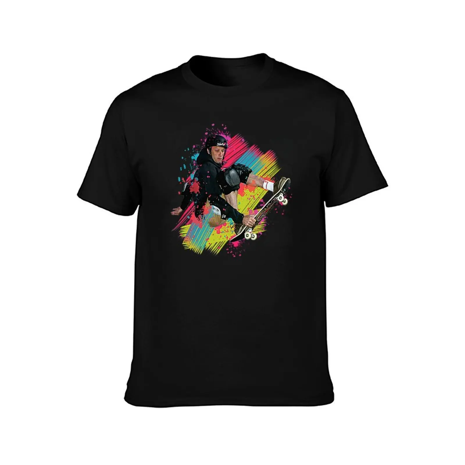 Tony Hawk skateboard T-Shirt, Summer Casual Cotton Tee, Oversized Streetwear Tops, Vintage Graphic Print, Loose Fit Short Sleeve