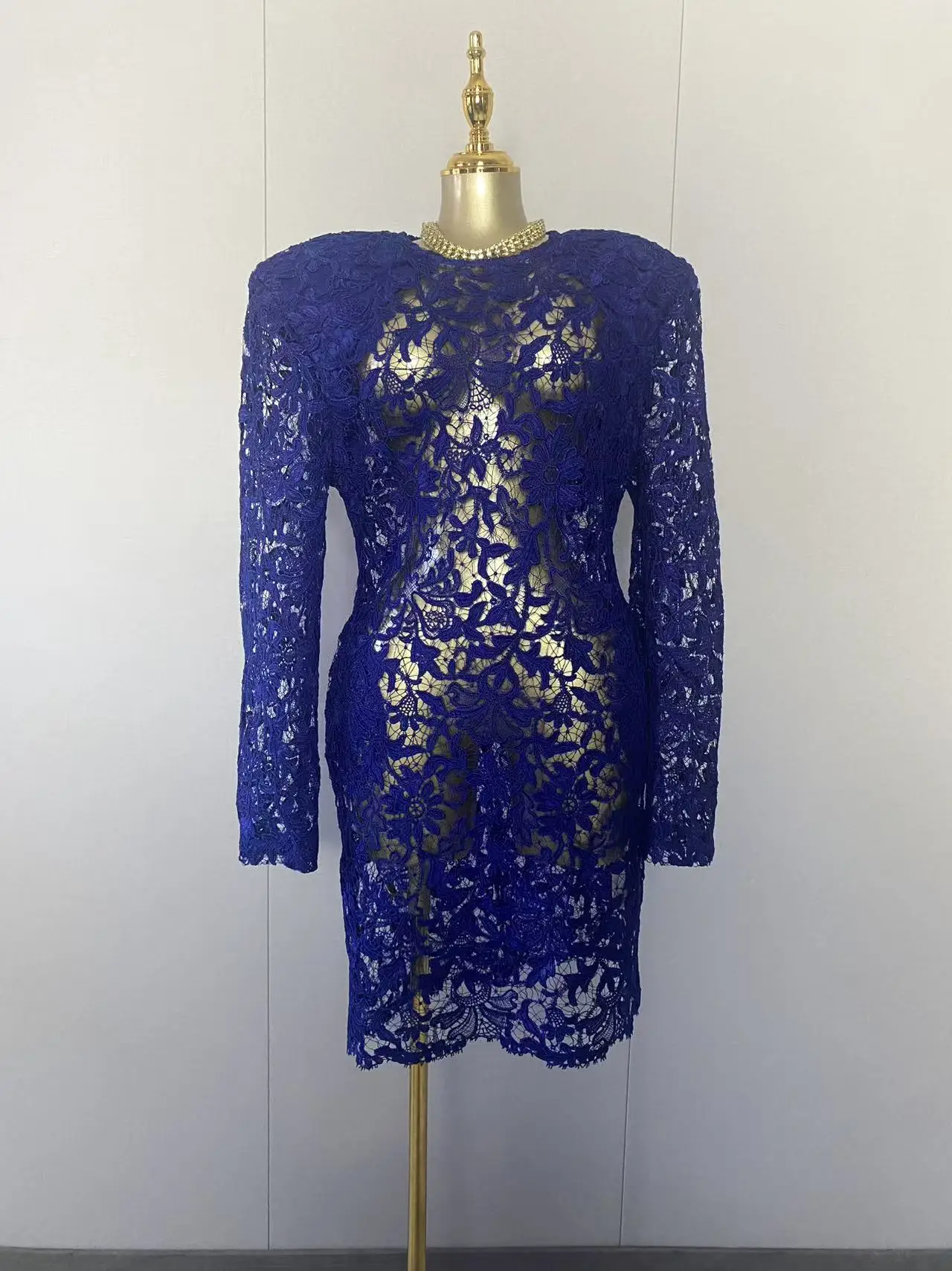

Women Celebrity Sexy Long Sleeve Blue Lace Summer Mini Gowns Dress 2025 Elegant Evening Club Luxury Birthday Party Dresses
