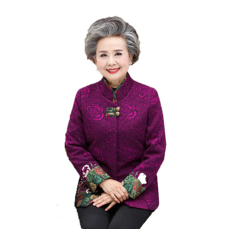 

Autumn Coat For The elderly, Grandmothers Clothing 50-80-Year-old Mothers Clothes Section For old ladies,Tang Suit Tops