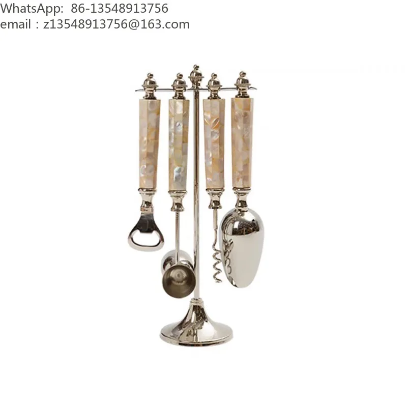 Light Luxury Tabletop Wine Decor Set Flask Goblet Cow Bone Bottle Opener Sideboard Ornament for Showroom