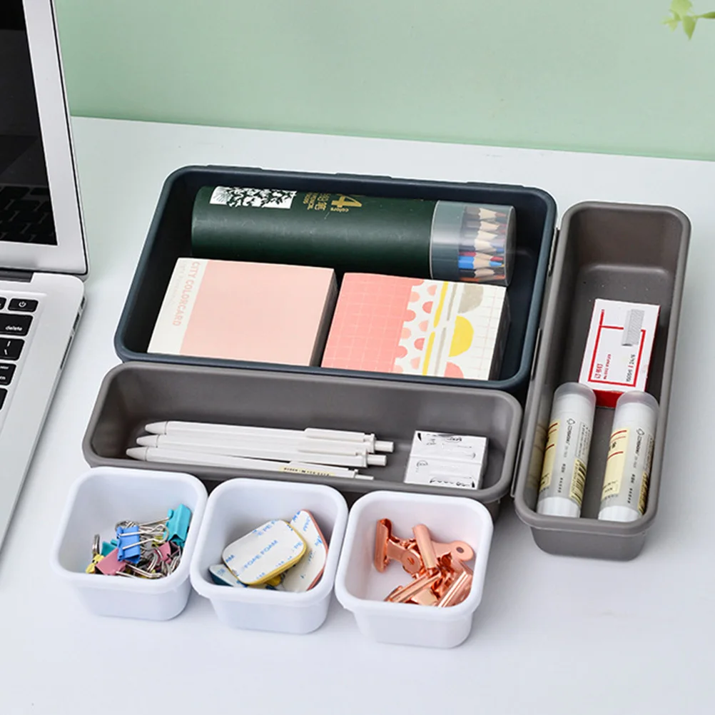 

8pcs Drawer Storage Box Light Grey PP Desktop Organizer Makeup Storage Boxes for Cosmetics Stationery Sundries Closet Bins Work