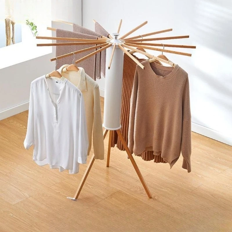 Octopus Style Foldable Floor Drying Rack, No Assembly Required, Indoor Balcony Multi-arm Clothes Drying Stand