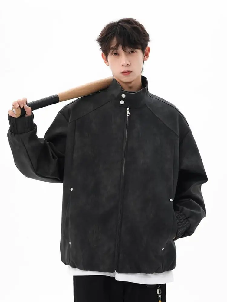 

Свободное мотоциклетное джето в американском стиле, мужское кожаное пальто с воротником в стиле ретро, осень-зима, верхняя одежда High Street Faion