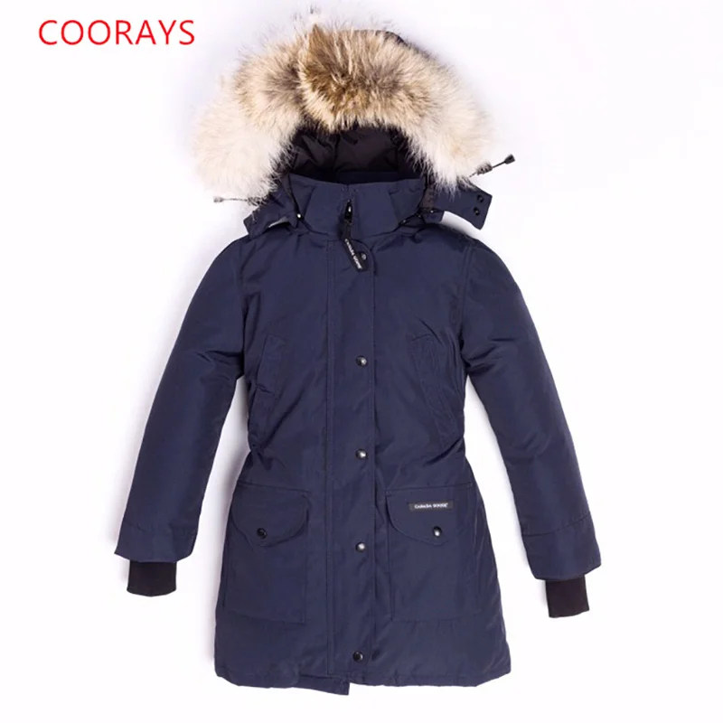 07 Canadian Down Jacket Women Parka Expedition 90% White Goose Down Snowcoat Top Brand Long Coat Lady Authentic Coyote Fur 6660L