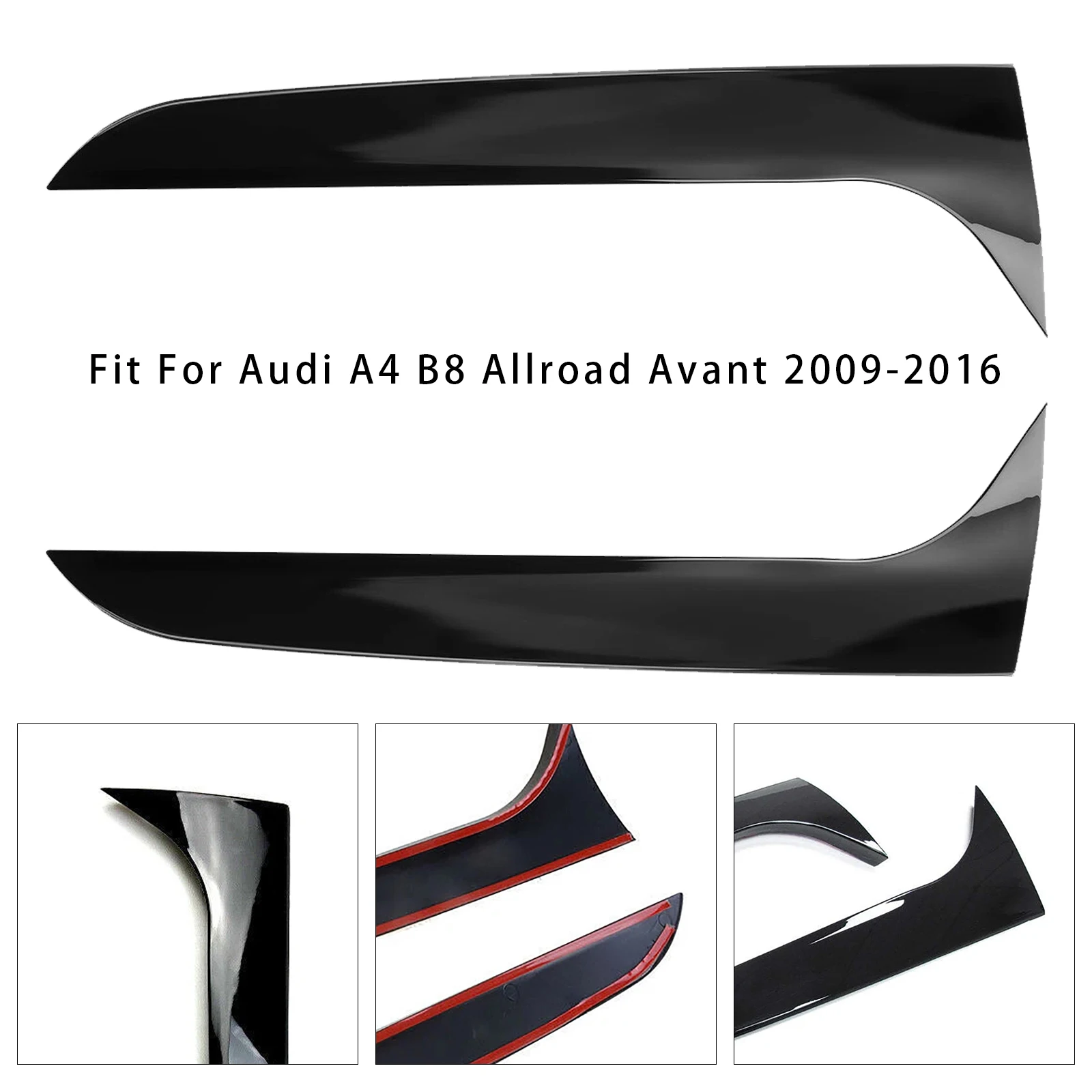 Gloss Black Pair Rear Window Side Wing Spoiler for Audi A4 B8 Avant 2009 2010 2011 2012 2013 2014 2015 2016