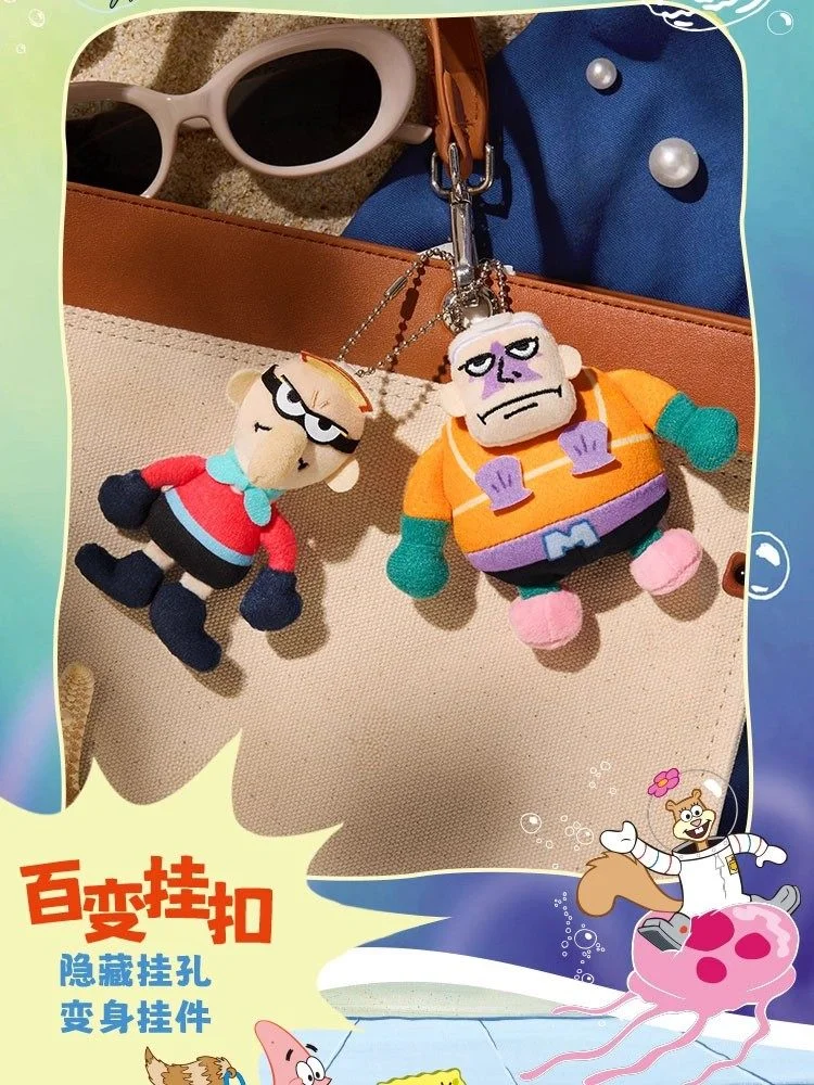 Original X11 SpongeBob Schwammkopf Bikini Bottom Tagesausflug Überraschungsbox Niedlicher Plüsch-Schlüsselanhänger Taschenanhänger Anime-Figur Sammlerstück Geschenk – Detail 20