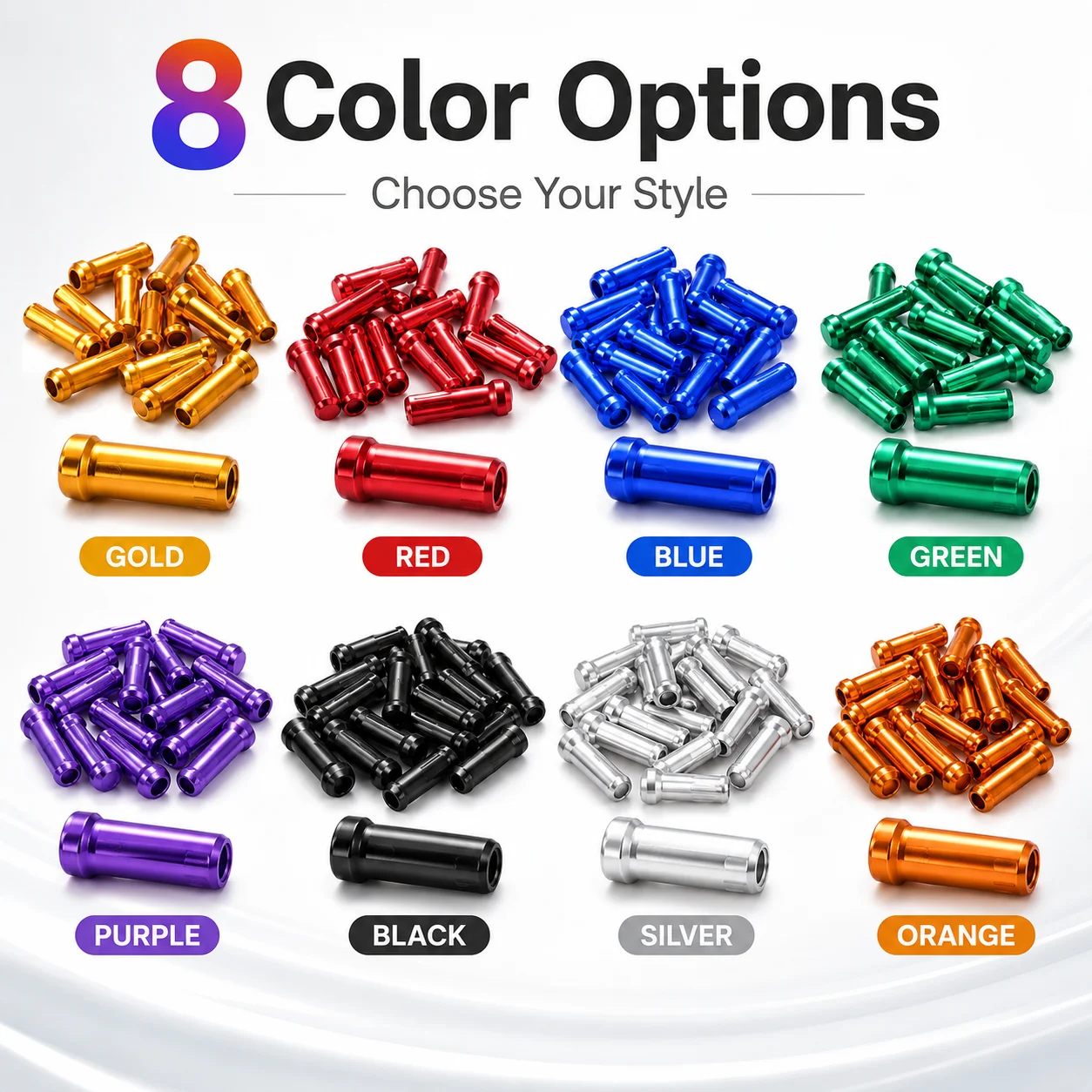 PINMOAP 100PCS Aluminum Bike Cable End Caps Bicycle Brake Derailleur Shift Wire Tips Crimp Caps for Road MTB Repair Parts Kit view 2
