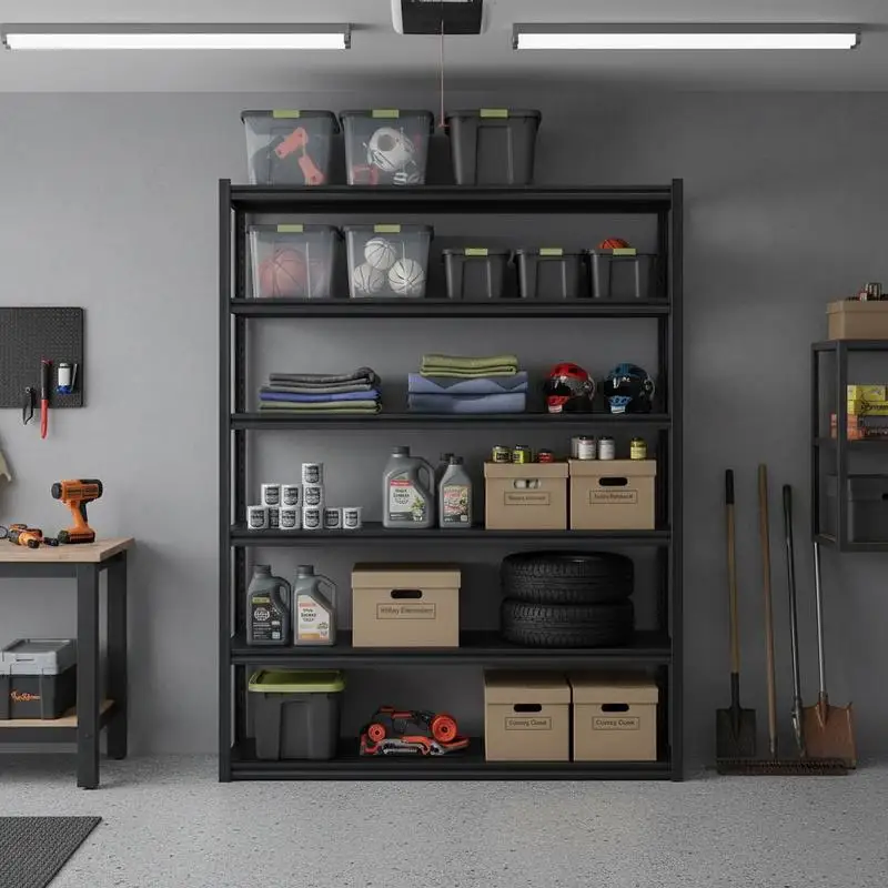 

Heavy Duty Metal Rack 24"D x 48"W x 72"H For Garage Warehouse Kitchen, 3000 lbs Capacity 5 Tier Adjustable Shelving Unit Utility Storage Organizer Black
