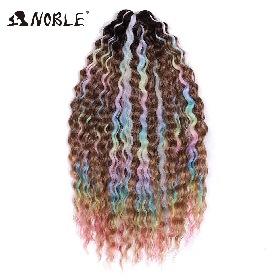 Nobre crochê cabelo sintético arco-íris cor onda de água 24 Polegada torção crochê trança cabelo onda profunda trança extensão do cabelo