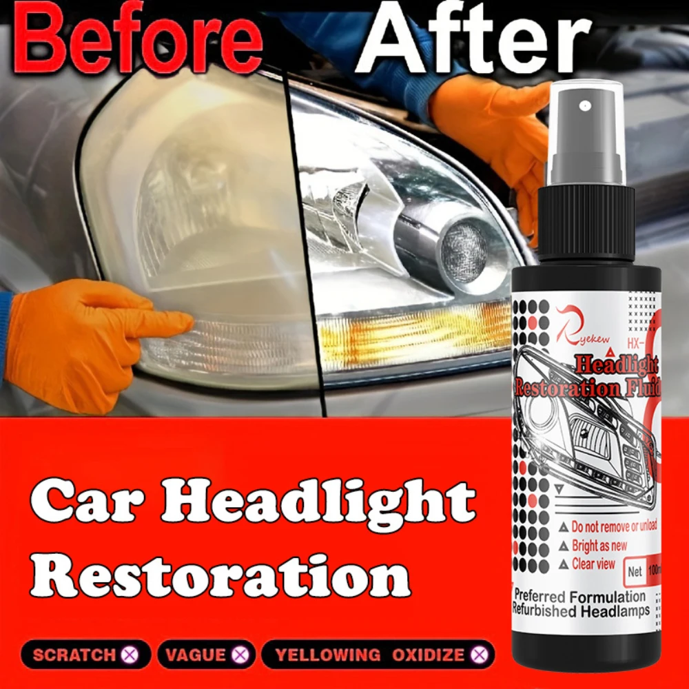 100ml Car Headlight Restoration Polishing Spray Scratch Remover Clean Auto Detailing Refurbishing Liquid for Jaguar BMW Peugeot