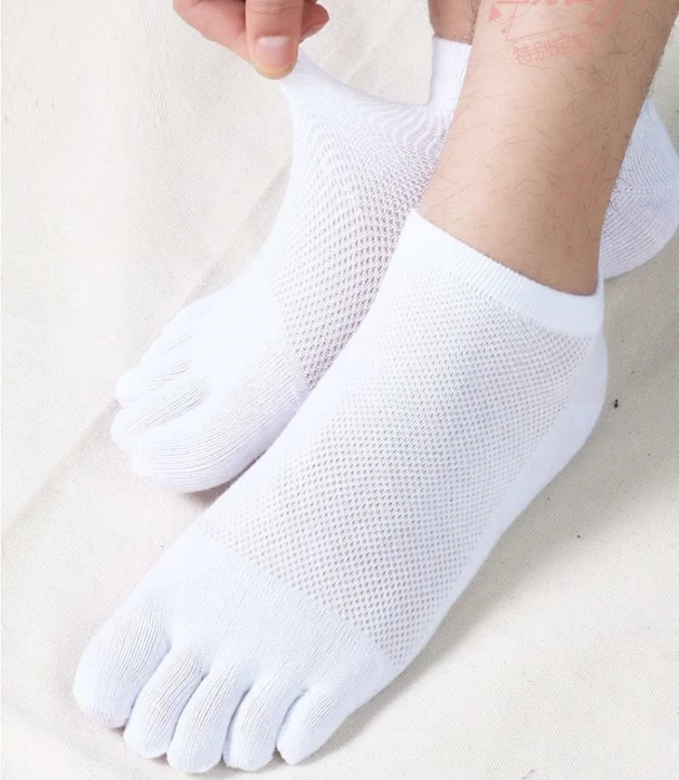 3-Pair Five Toe Socks Split Sock Short-cut Men Mesh Cotton Summer Breathable