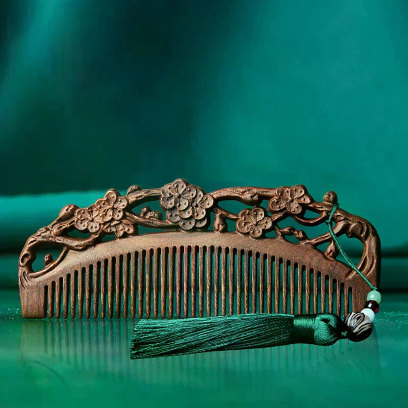 /ACR/Natural Sandalwood Combs Solid Wood Exquisite Carving Lotus Comb Anti-Static Beard Comb Handicraft Hair Styling Gift's Gift