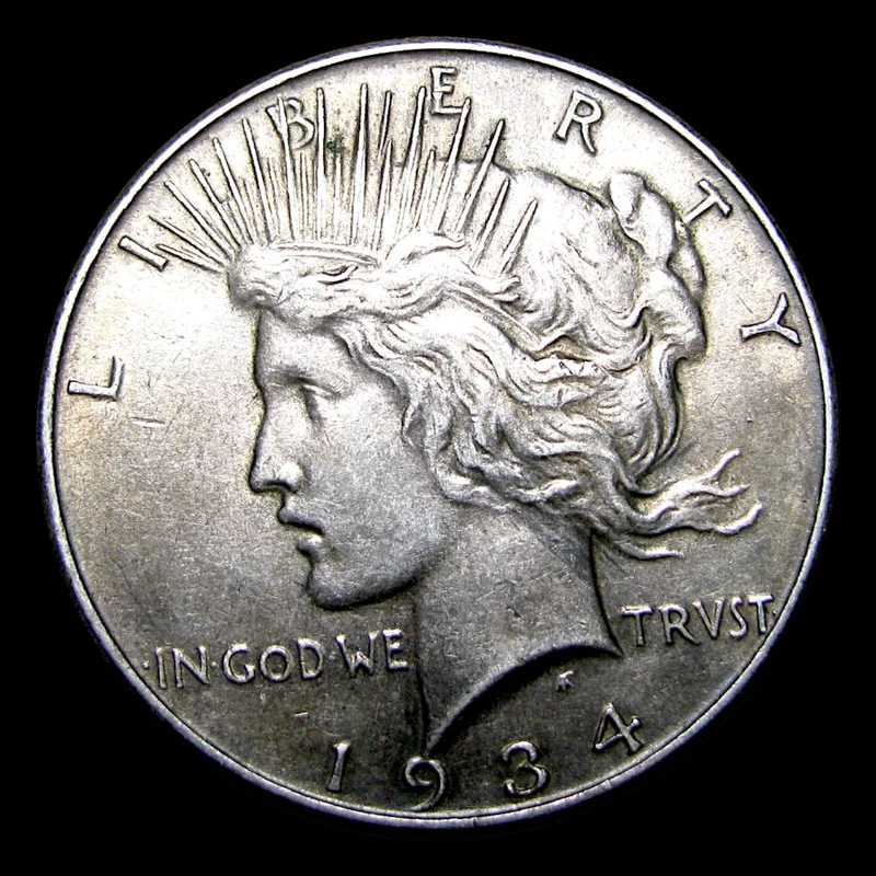 

1934 Peace Commemorative Coin, 90% Silver American Dollar, Brilliant Condition Historical Silver Coin