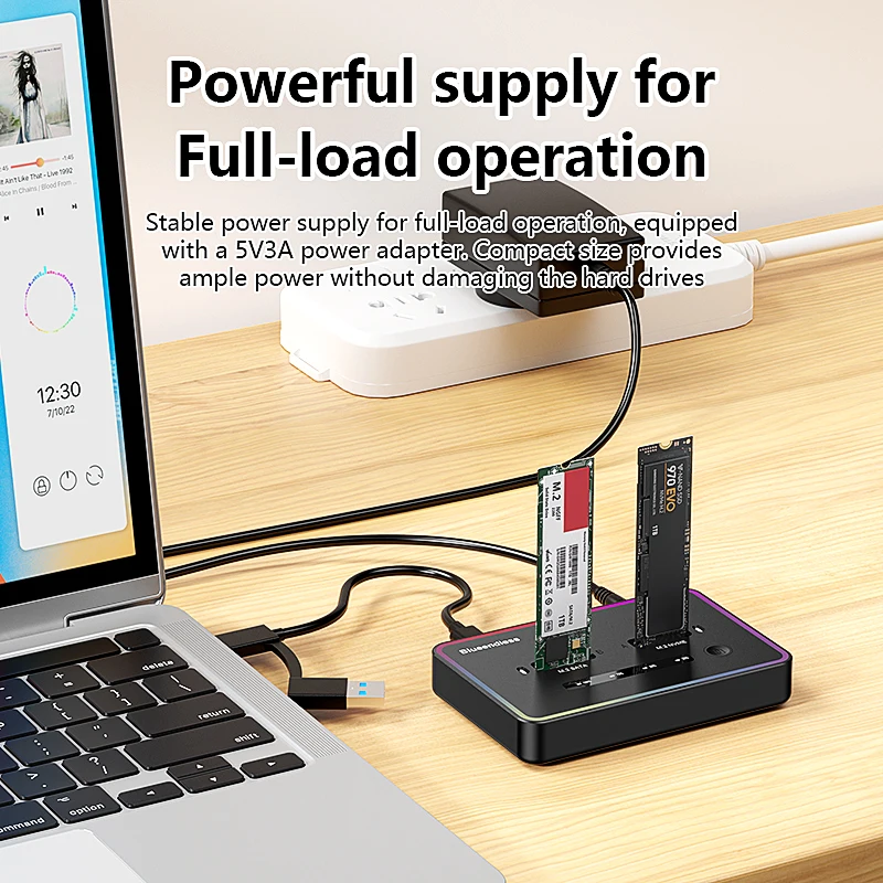 Imagem -04 - Blueendless-nvme para Sata Docking Station Dual-bay Clone Offline Nvme para Sata Docking Station Key Clone Offline