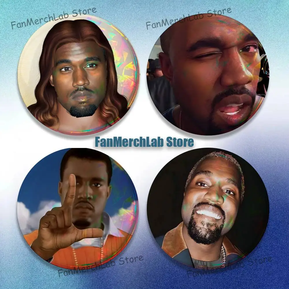 

K-Kanye West Yeezus Ye Jesus Cartoon Anime Music Button Pin Brooch Jewelry Decoration Gift 22mm 32mm 44mm 58mm 75mm