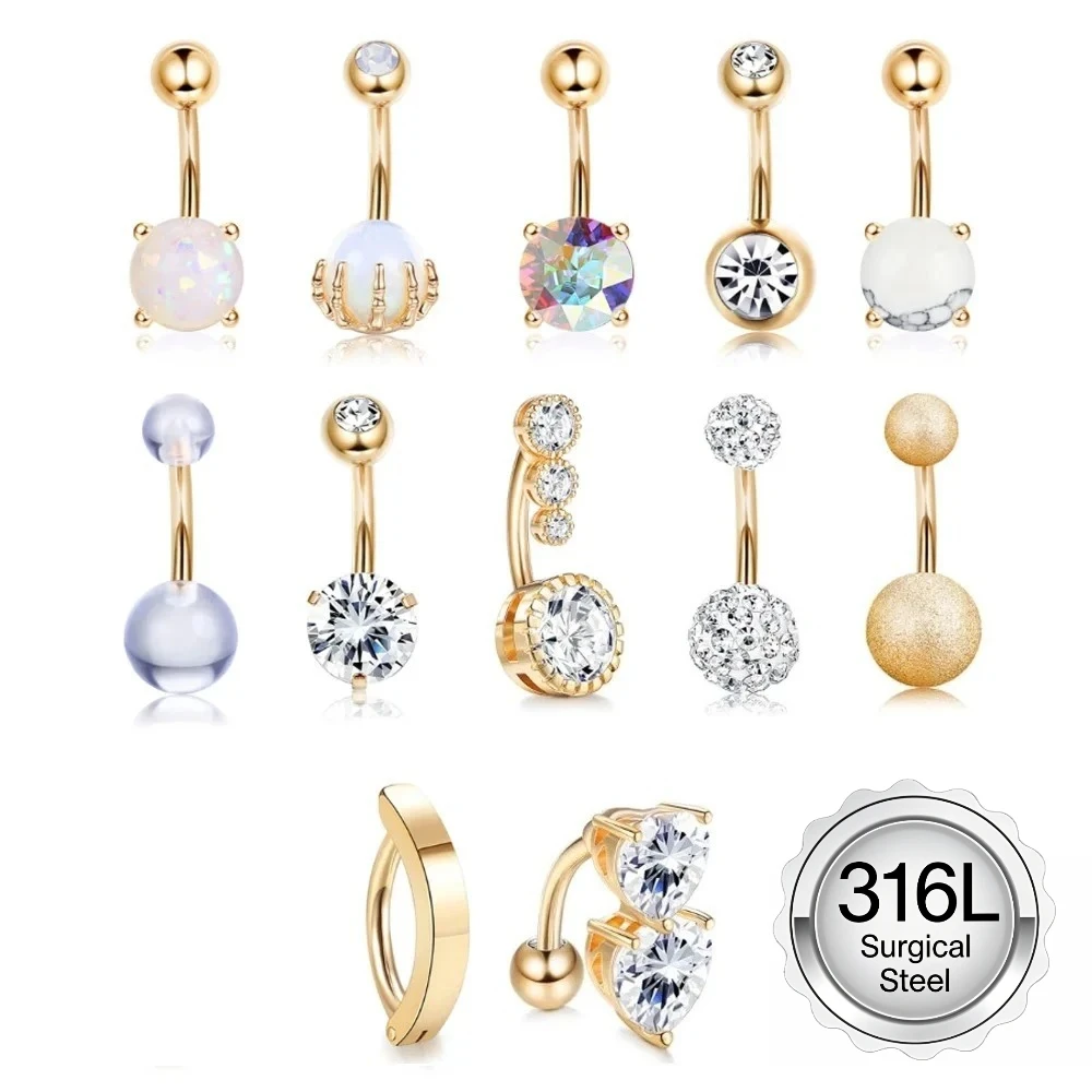 Drperfect 14G Bauchnabelpiercing aus Chirurgenstahl, Einfache Bauchpiercings, Kurze Nabelringe Set, Bauchringe Körperschmuck