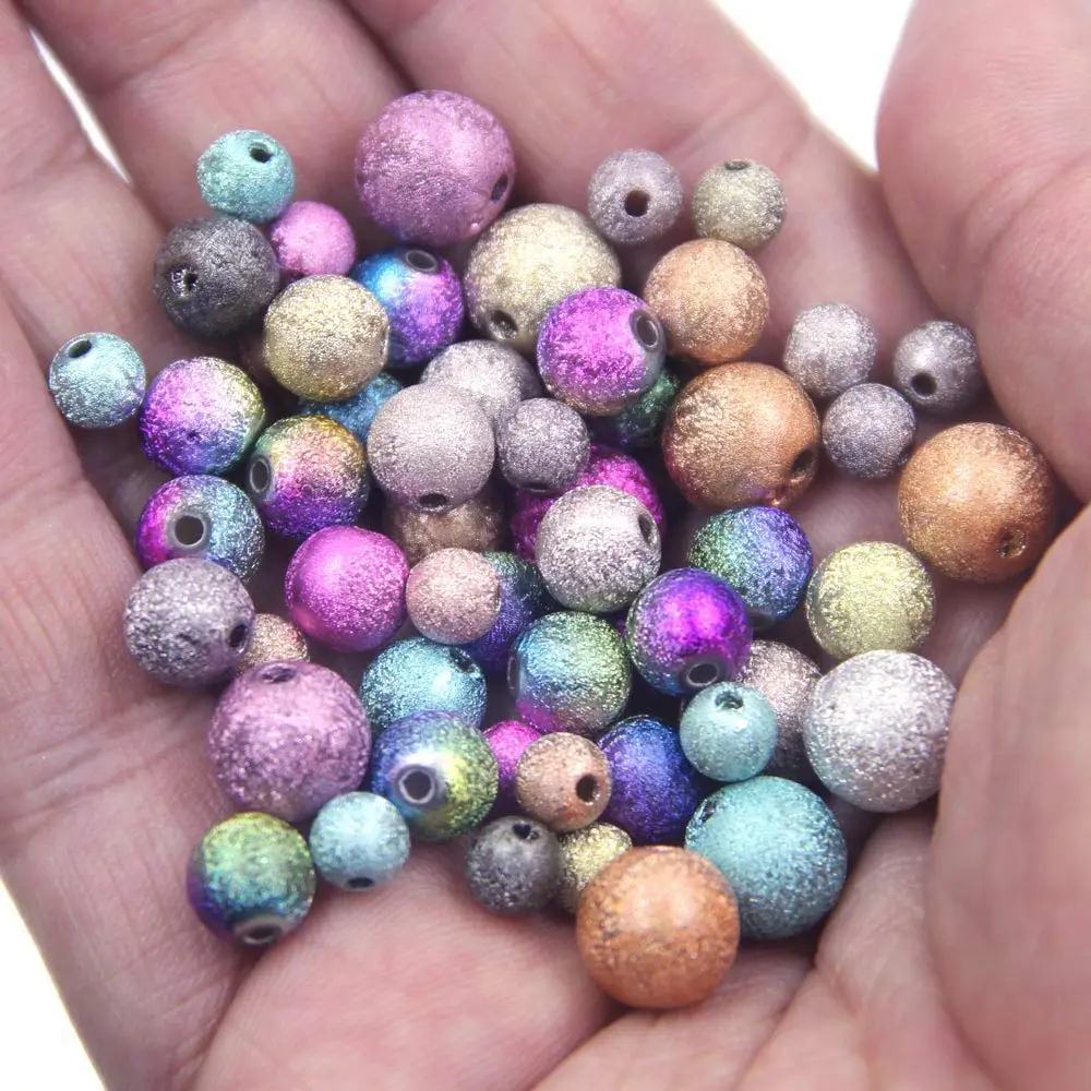 1000PCS Mix Fantastic Iridescent Colorful Beads Spacers Random Size 6-10mm DIY Jewelry Supplies Crafts Decoration Materials Pack
