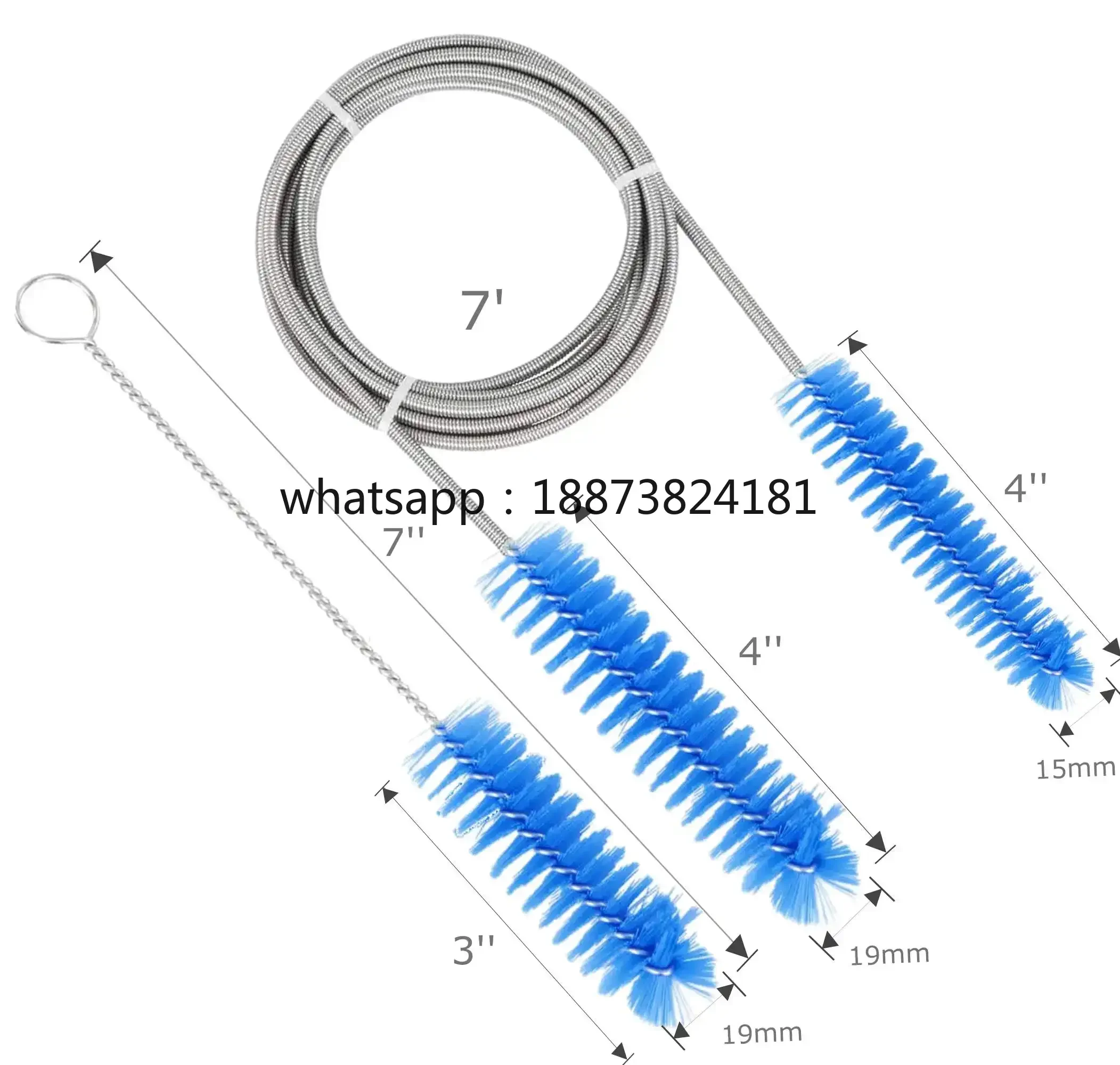 Hose Brush Tube Cleaning Brush 200cm and 18cm Flexible Drain Spring Double Head Universal Brush fast shipping