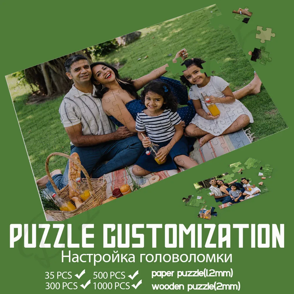 

Custom Puzzle Own Picture 35/300/500/1000Pcs Personalized Jigsaw Puzzle Decompress Entertainment Toy for Adults Kids Gifts