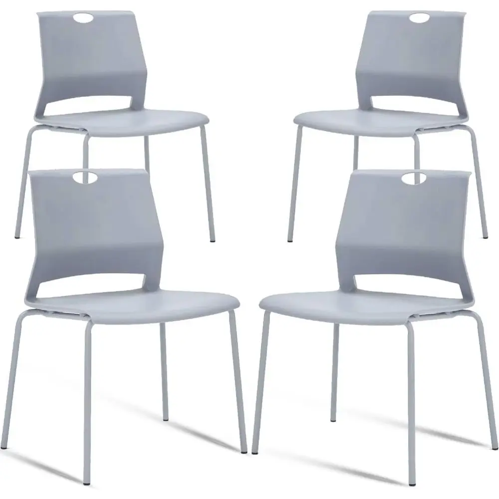 

Stackable 4-Piece Grey Chairs Set: Wide-Seat Office Chairs for Dining, Conference, Living Spaces, and Classrooms