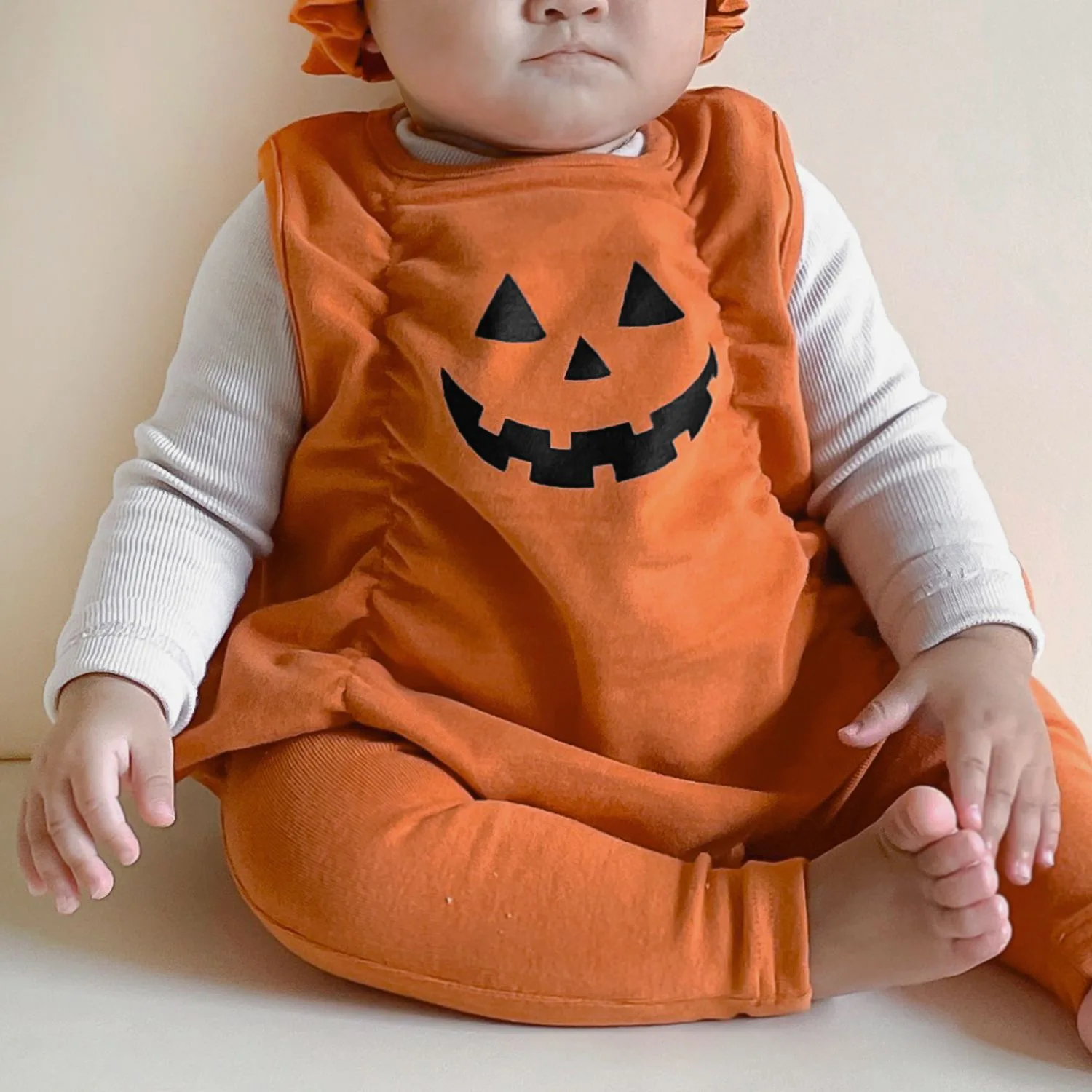 

Kids Romper Pumpkin Costume Sleeveless Fancy Halloween Cosplay Toddler Clothing One Piece Infant Bodysuit Orange Jumpsuit Set