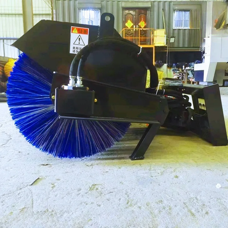 Skid steer loader with oblique angle sweeper, road sweeper is available in stock
