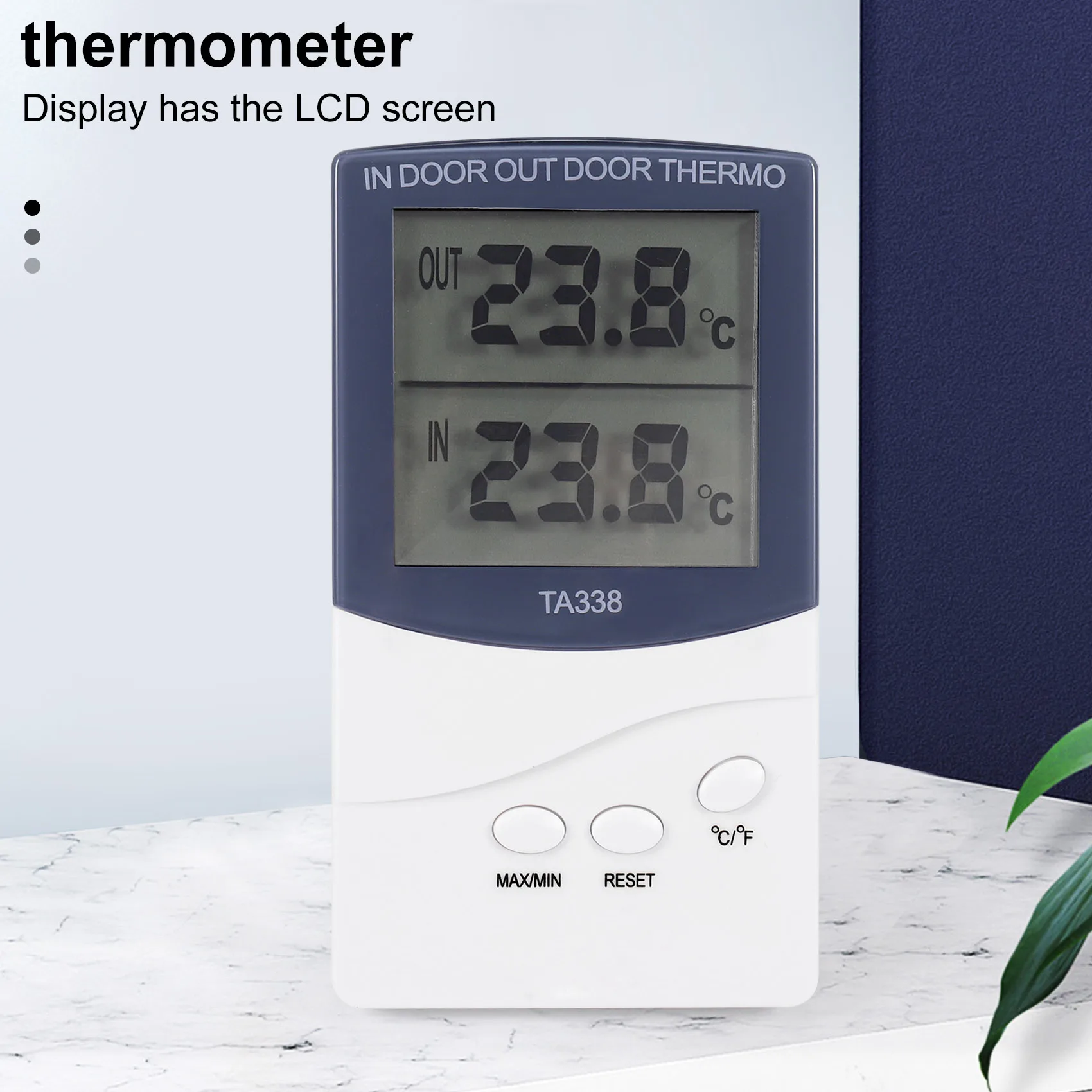 Digital thermometer inside outside temperature probe