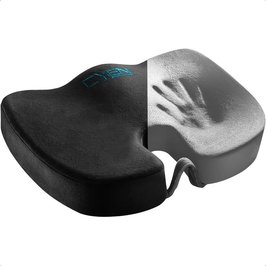 

Home Office Seat Cushion Comfort Memory Foam Chair Cushion with Cooling for Tailbone Coccyx Back Sciatica Pain Relief Black