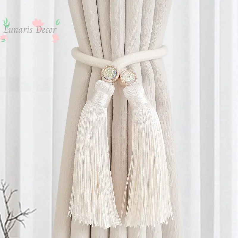 Curtain straps One pair of fringed pendants Bendable Chinese gauze curtain straps Light luxury