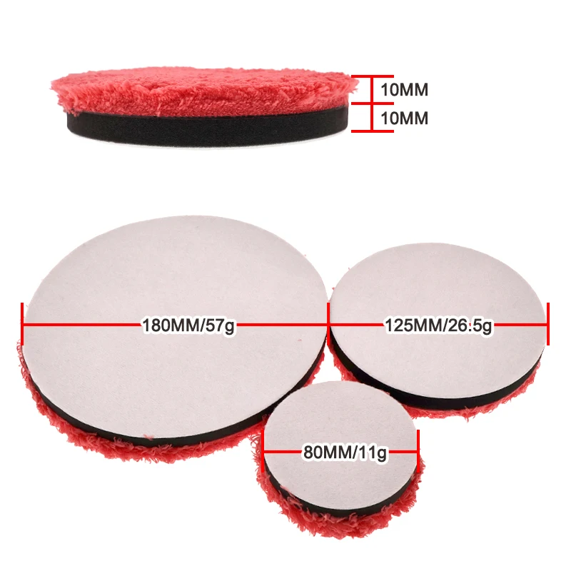 Microfiber Buffing Polishing Pad 3/5/7 Inch  Hook Loop Backing 2/5/10 Pcs for Paint Polisher Accessories Waxing & Finishing Pad