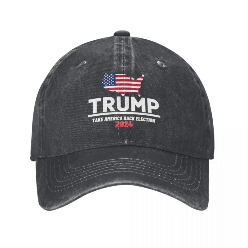 

Trump 2024 Take America Back Election Active Baseball Caps Distressed Denim Cap Hat Vintage Outdoor Golf Adjustable Fit Headwear