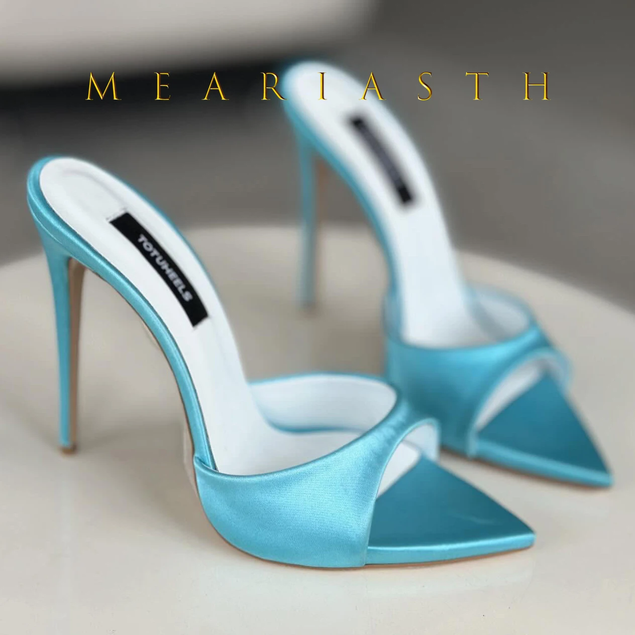 

patent Leather High Heel Sandals Open Toe Sexy Exterior Wearable One Strap Summer Versatile Pointed Toe Slip-On Shoes for Women