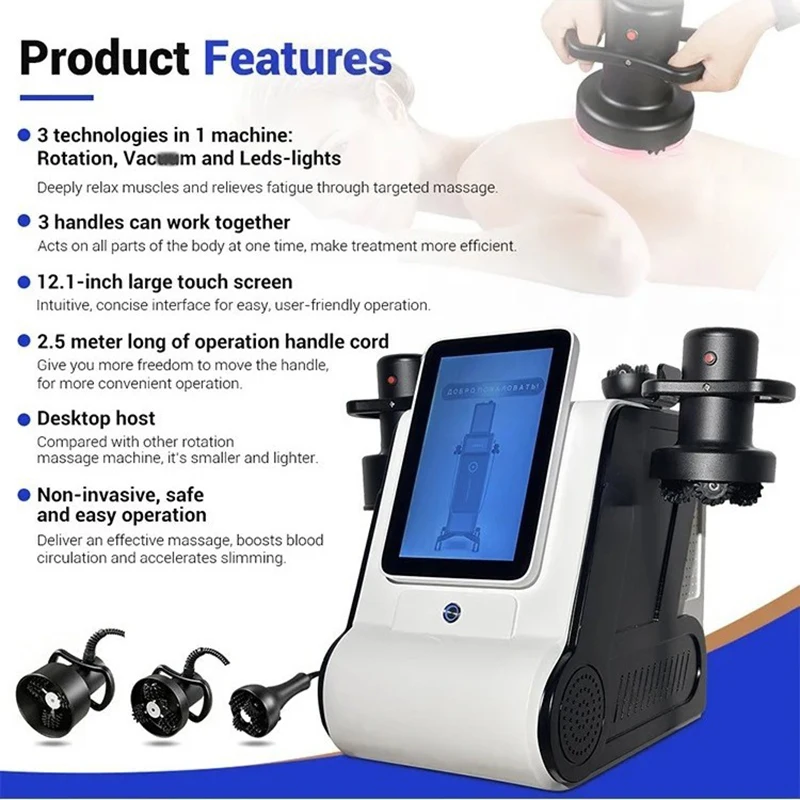 12.1 Inch Touch Screen With 3 Handles Body Sculpting Instrument Lymphatic Detox Facial Skin Tightening Pain Relief Massager
