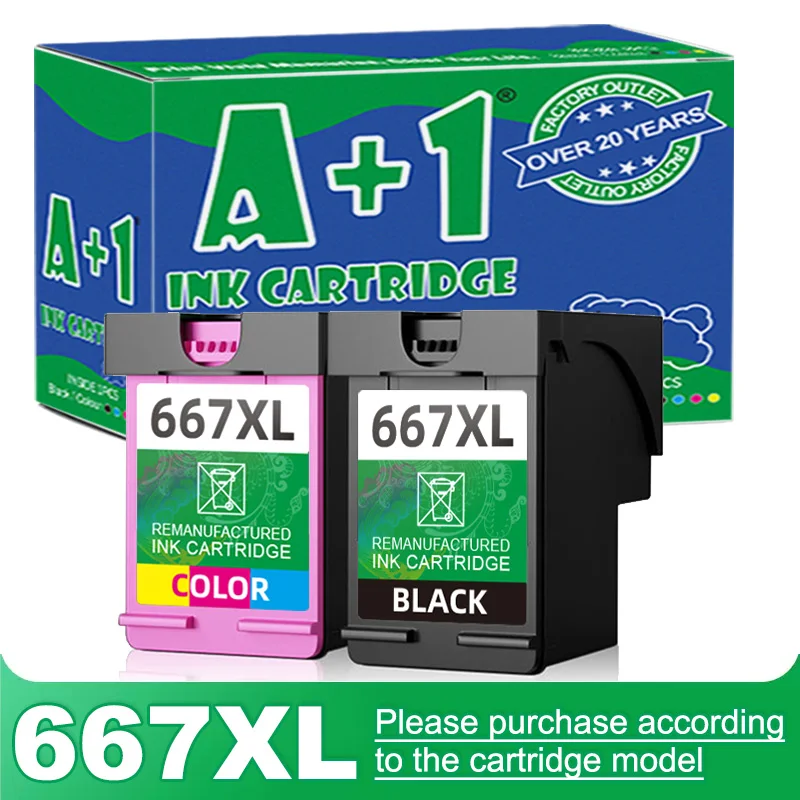 A+1 Remanufactured Ink Cartridge Replacement for HP 667 667XL for DeskJet Ink Advantage 1275, 2374, 2375, 2376, 2775, 2776